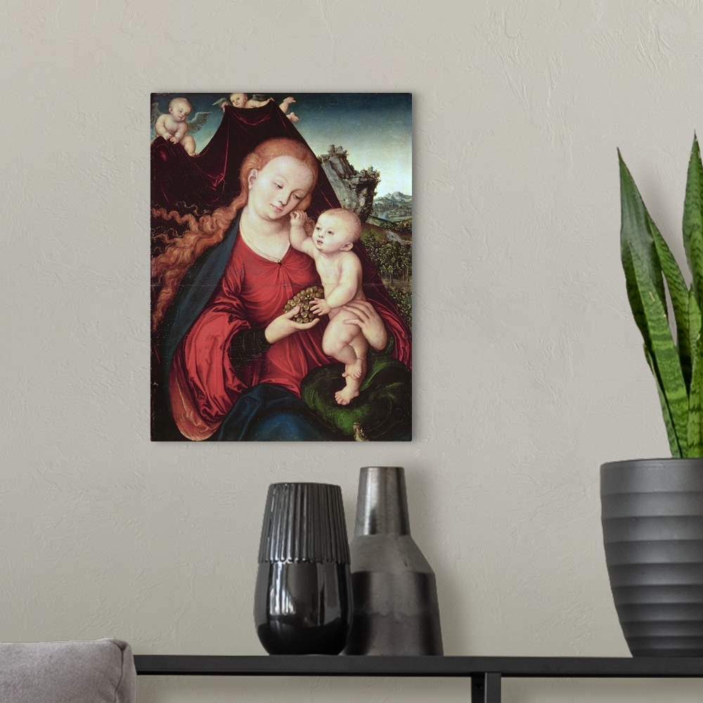 A modern room featuring XIR156743 Madonna and Child (oil on panel) by Cranach, Lucas, the Elder (1472-1553)
