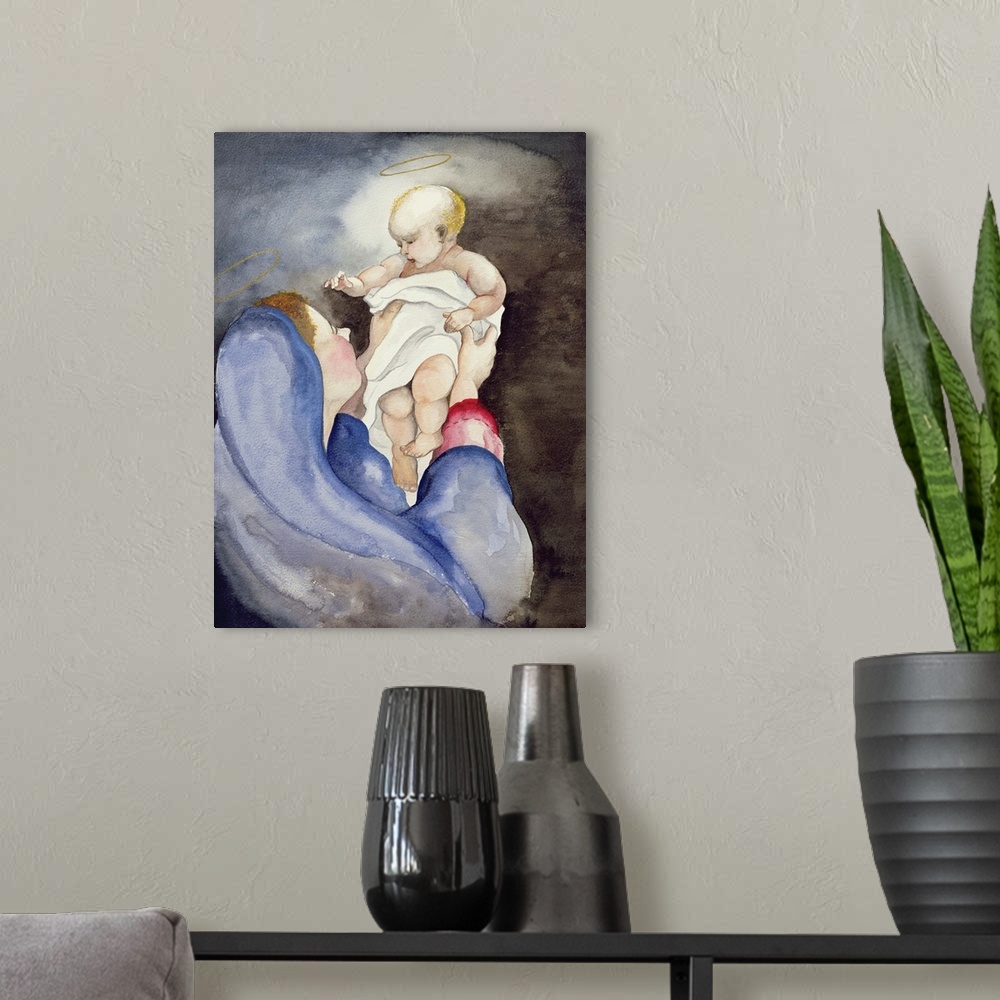 A modern room featuring Madonna and Child, 1996