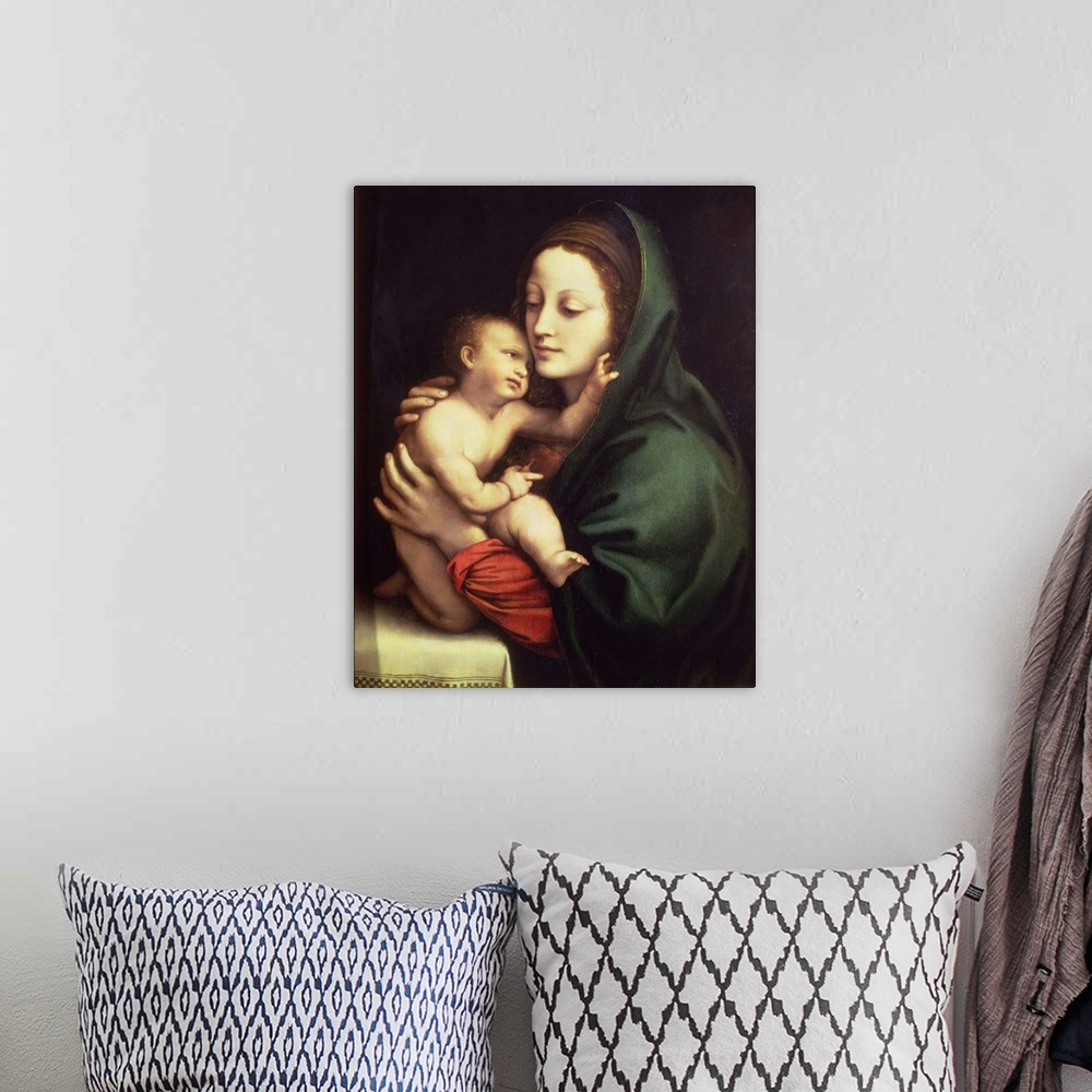 A bohemian room featuring XAM74842 Madonna and child, c.1510 (panel)  by Luini, Bernardino (c.1480-1532); oil on panel; 67....