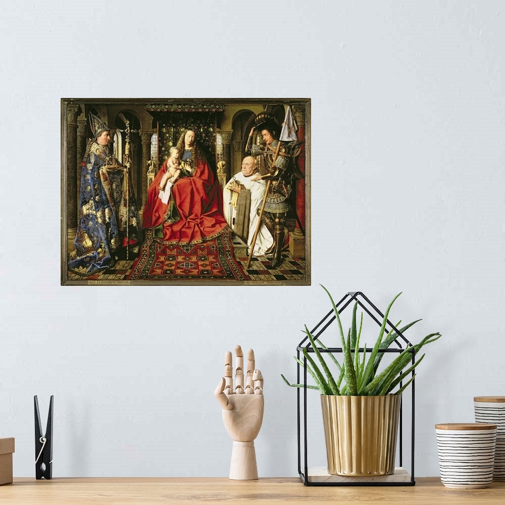 A bohemian room featuring XIR60317 Madonna and Child with Canon Joris van der Paele, 1436 (oil on panel)  by Eyck, Jan van ...