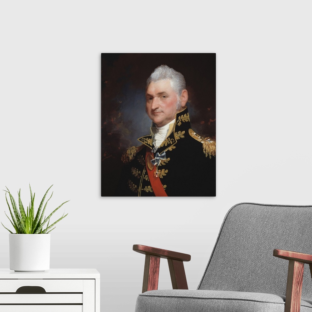 A modern room featuring Major-General Henry Dearborn, 1812, oil on mahogany panel.