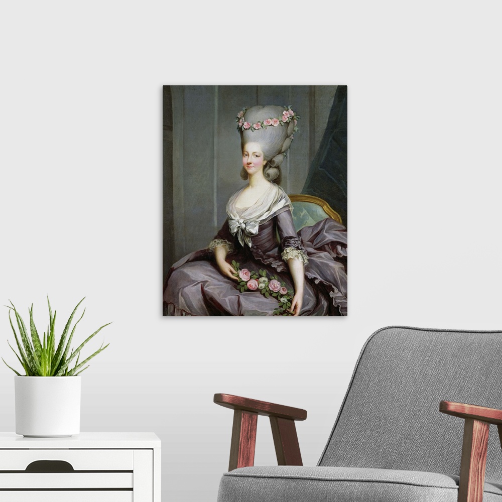 A modern room featuring XIR33219 Marie-Therese de Savoie-Carignan (1749-92) Princess of Lamballe (oil on canvas)  by Call...