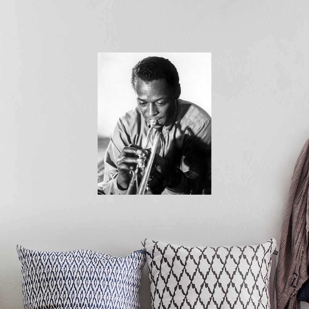 A bohemian room featuring Miles Davis (1926-1991) american jazz trumpet player, 1959