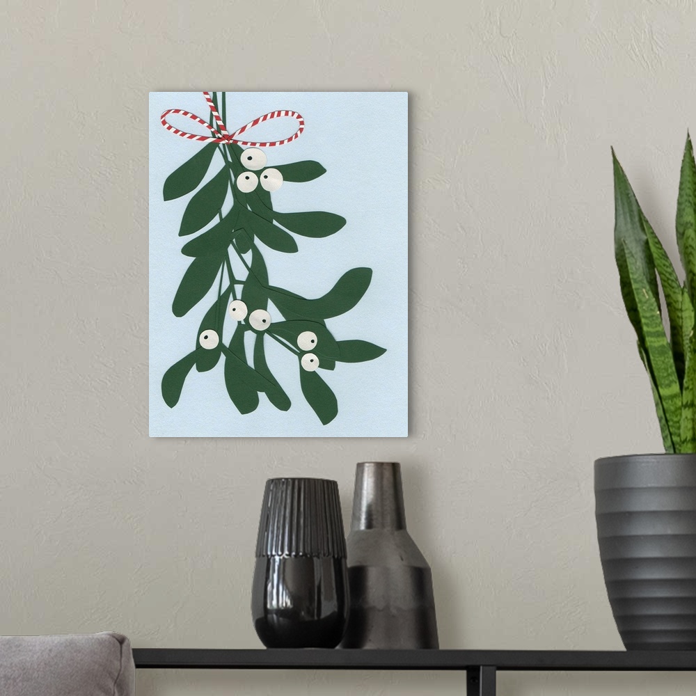 A modern room featuring Mistletoe against a blue background.