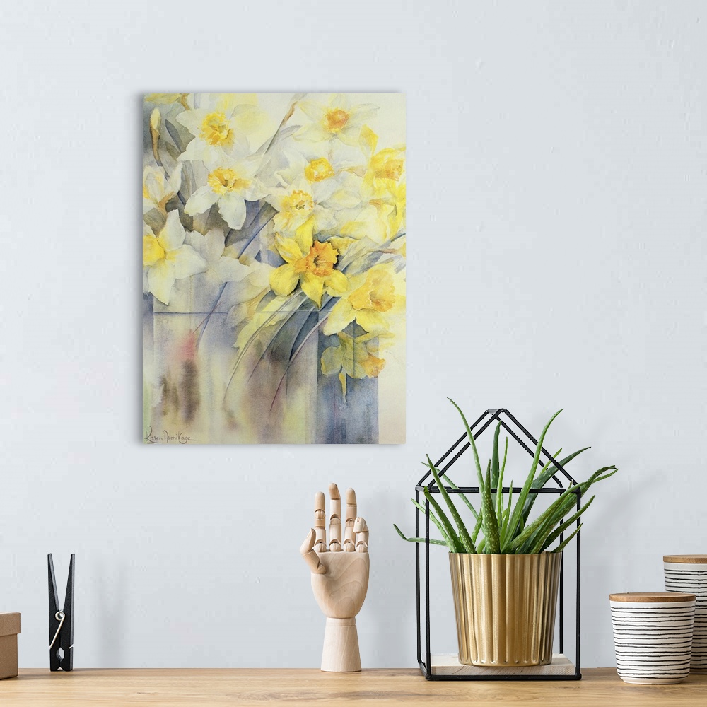 A bohemian room featuring Mixed Daffodils in a Tank