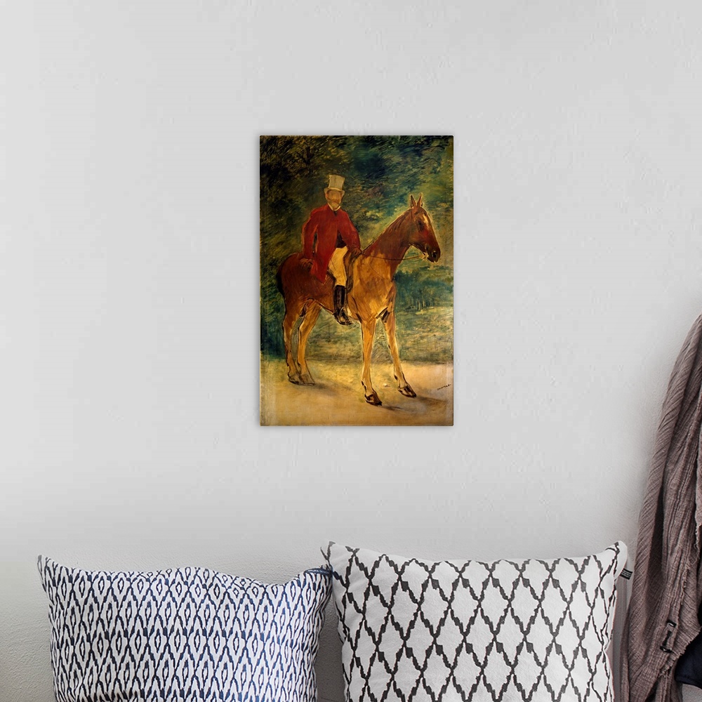 A bohemian room featuring Monsieur Arnaud a Horseback Painting by Edouard Manet (1832-1883) 1875.