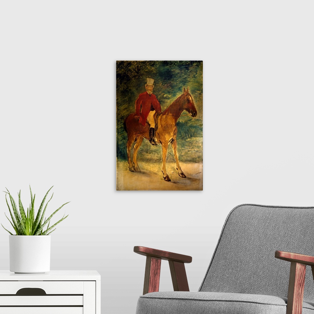 A modern room featuring Monsieur Arnaud a Horseback Painting by Edouard Manet (1832-1883) 1875.