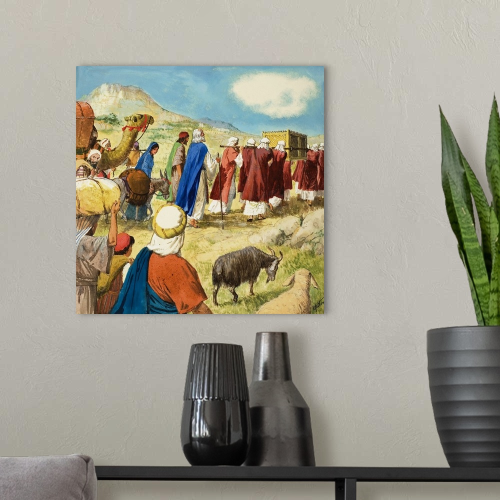 A modern room featuring Moses in the Wilderness, retold from The Bible, in Exodus Chapters 15-40. Original artwork for il...