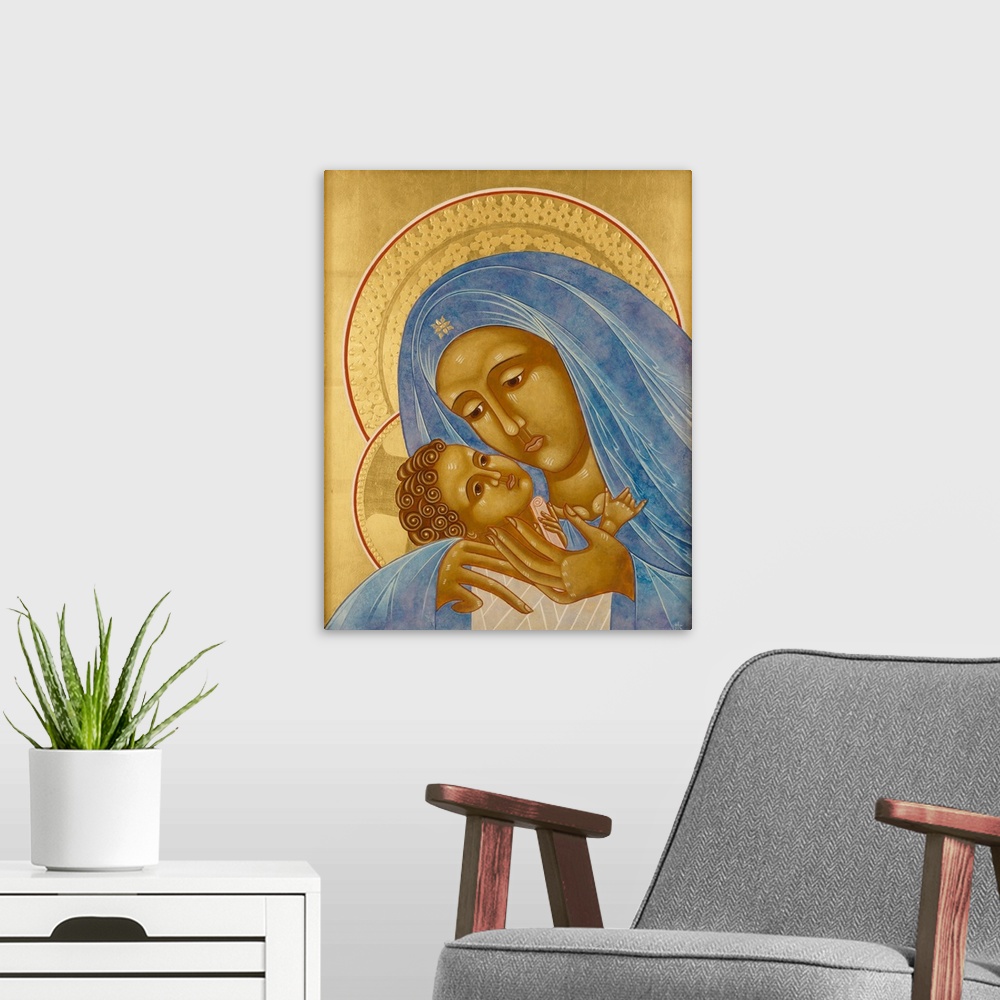 A modern room featuring Originally egg tempera and 24k gold on wood.