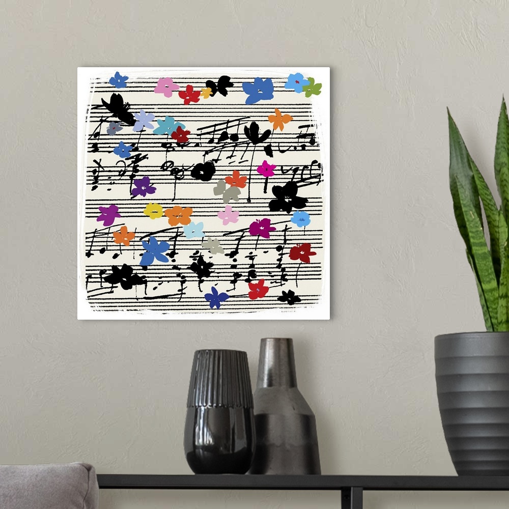 A modern room featuring Music Notes