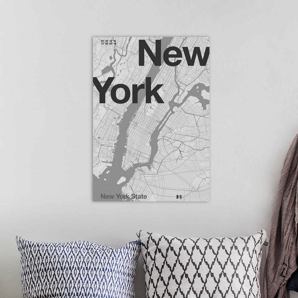 A bohemian room featuring New York Minimal Map, 2020