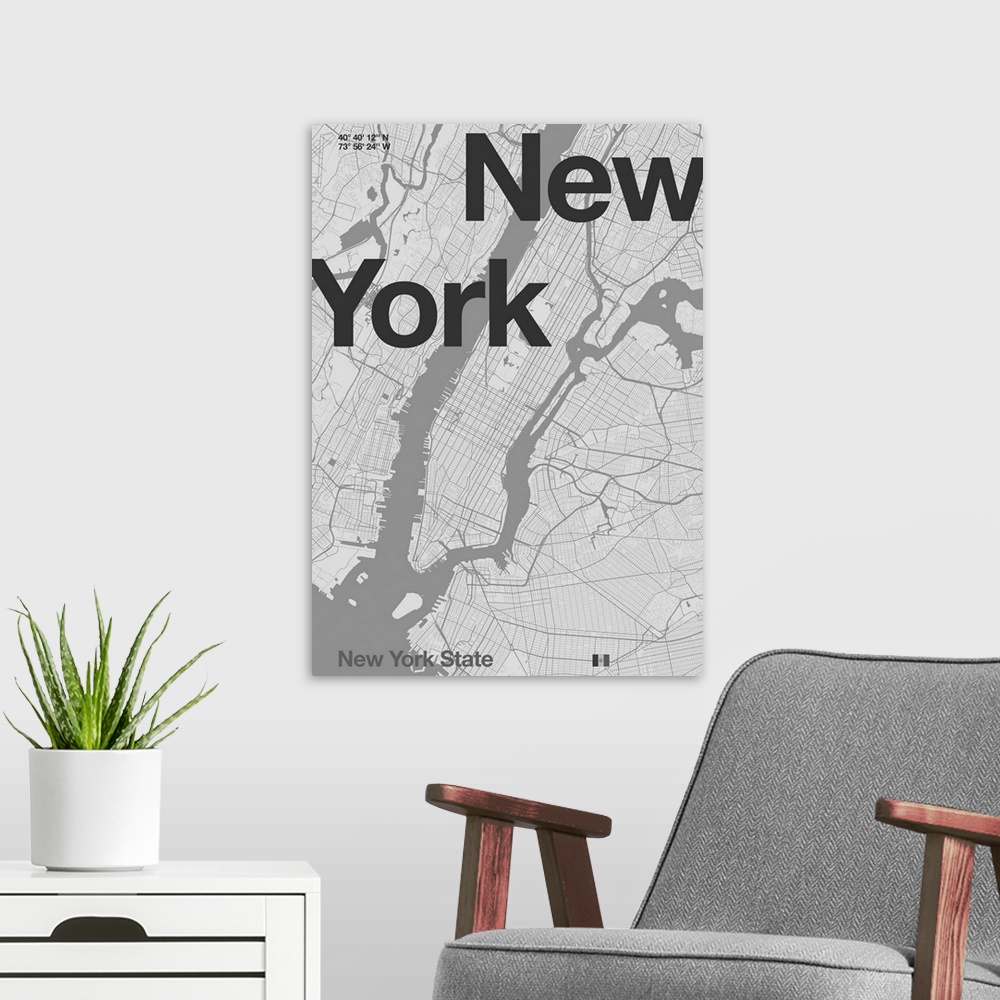 A modern room featuring New York Minimal Map, 2020