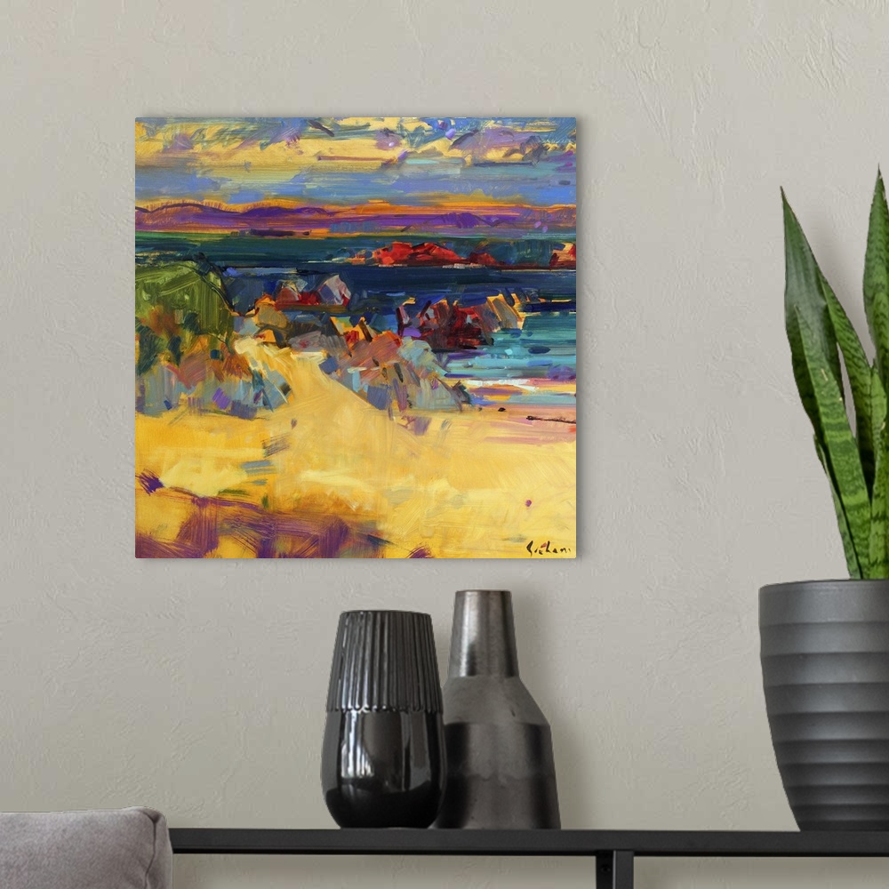 A modern room featuring North End, Iona, 2012, originally oil on canvas.