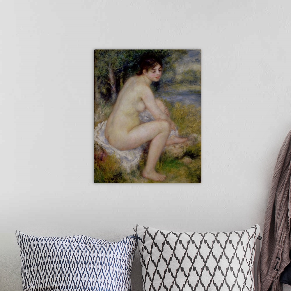 A bohemian room featuring XIR19114 Nude in a Landscape, 1883 (oil on canvas); by Renoir, Pierre Auguste (1841-1919); 65x52 ...