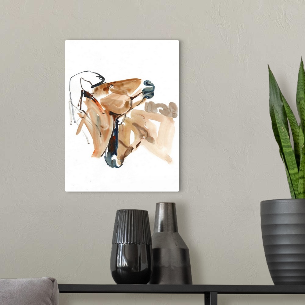 A modern room featuring Contemporary artwork of two Mongolian Przewalski horses nuzzling against a white background.