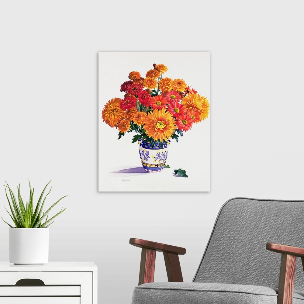 A modern room featuring October Chrysanthemums