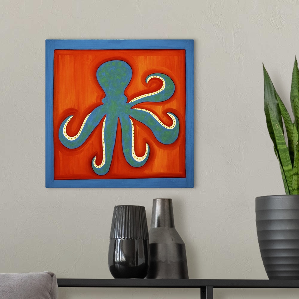 A modern room featuring Octopus, 1998. Originally oil on linen.