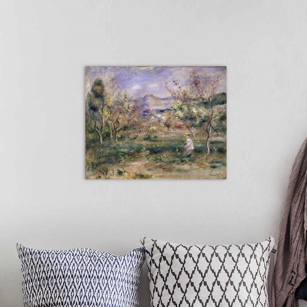A bohemian room featuring Orchard In Spring (Originally oil on canvas)