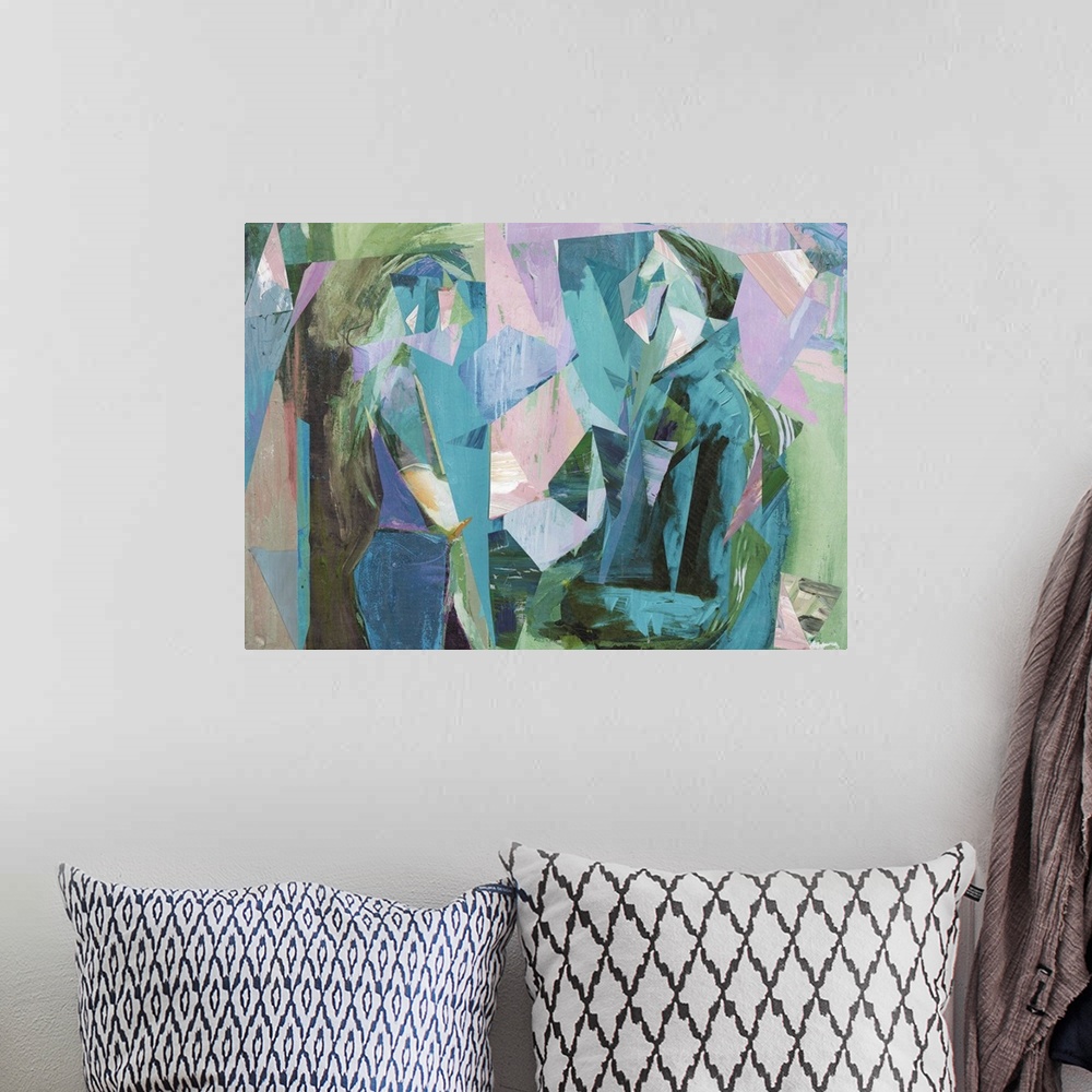 A bohemian room featuring Originally collage on paper.