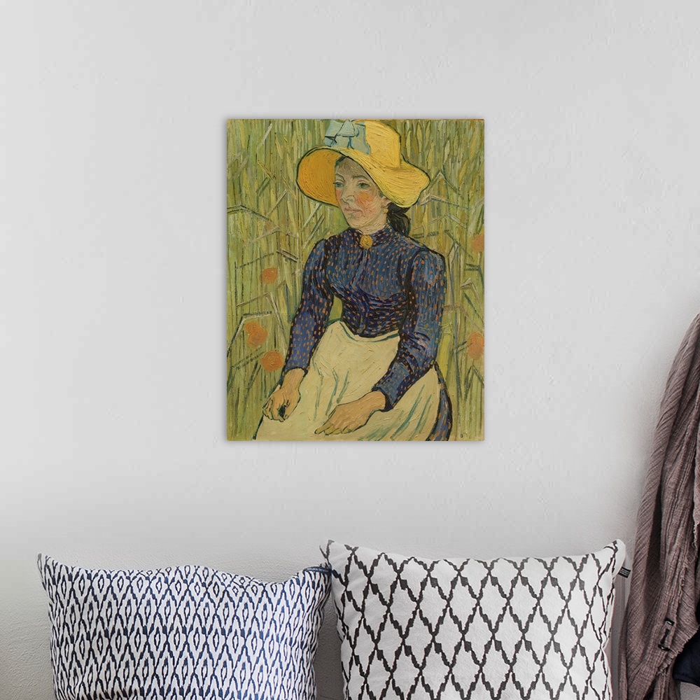 A bohemian room featuring Peasant Girl in Straw Hat, 1890, oil on canvas.  By Vincent van Gogh (1853-90).