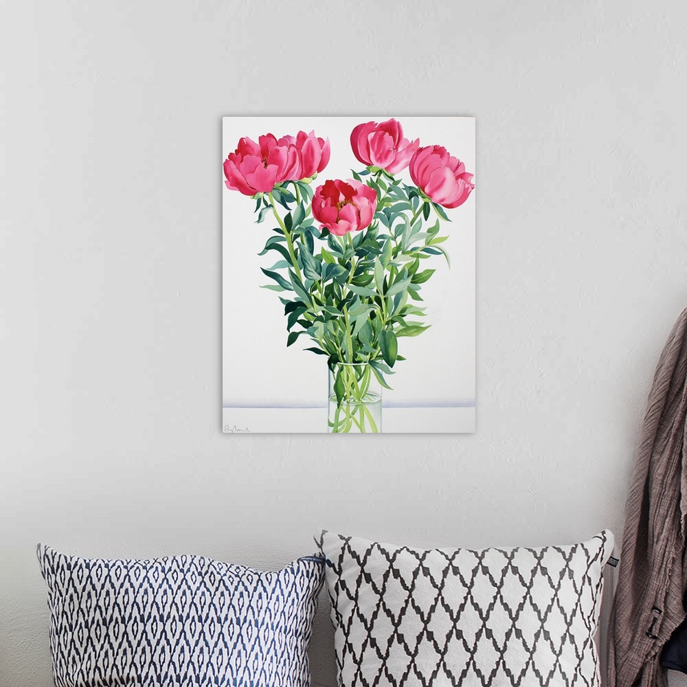 A bohemian room featuring Peonies, watercolour on paper.