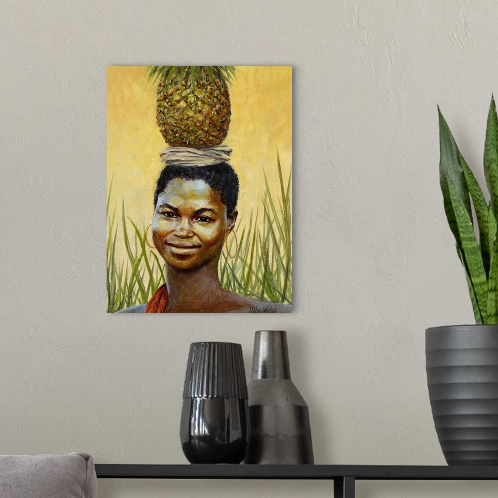 A modern room featuring Find Framed Print,  Poster, Canvas Art, and  Art Print of  female, African, black, portrait, carr...