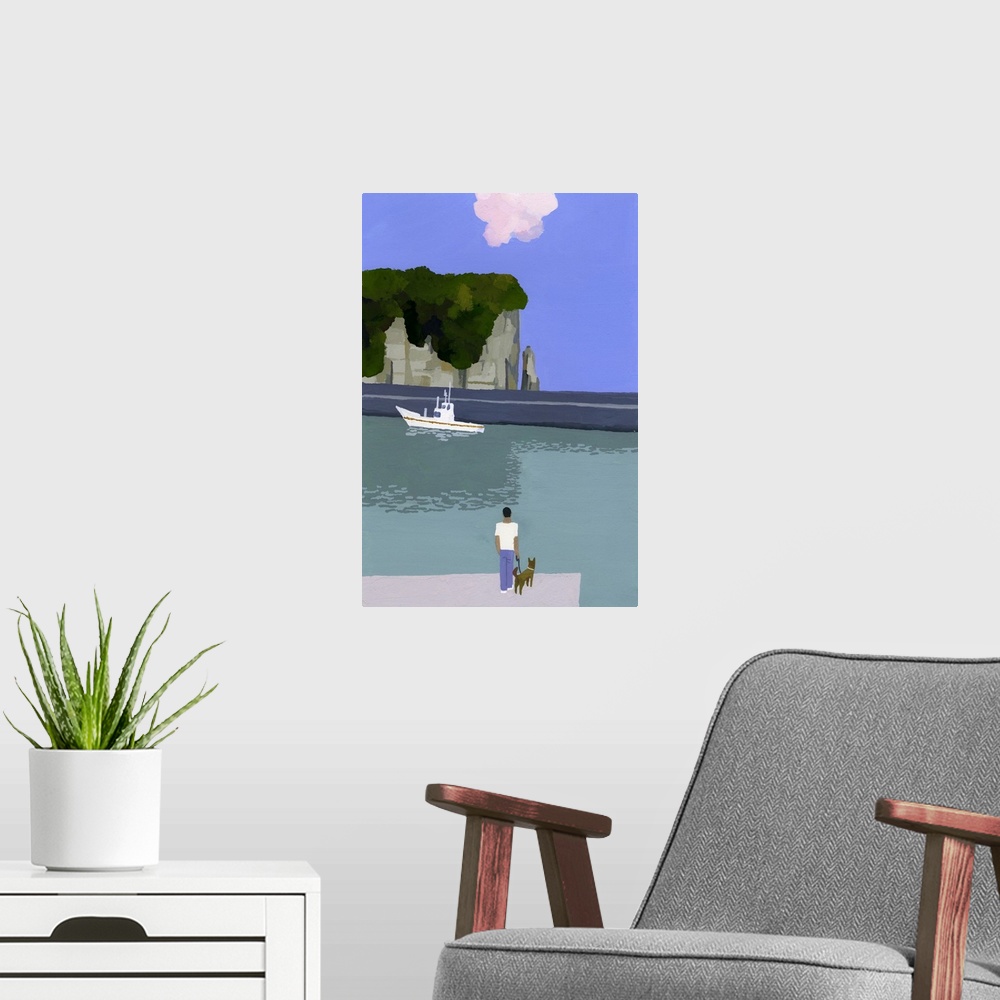 A modern room featuring Pink Clouds And Fishing Boats
