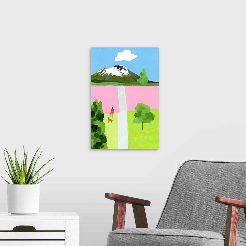 A modern room featuring Pink Hill