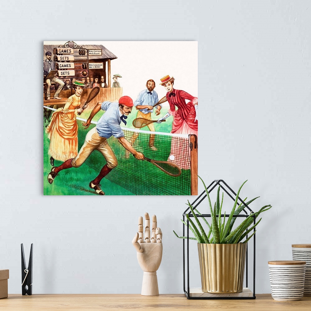 A bohemian room featuring Playing Tennis