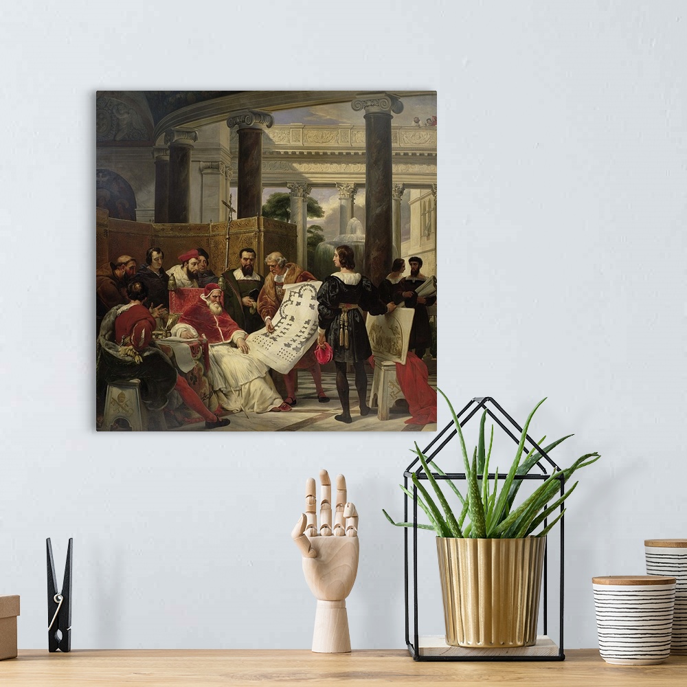 A bohemian room featuring Le Pape Jules II ordonnant les travaux