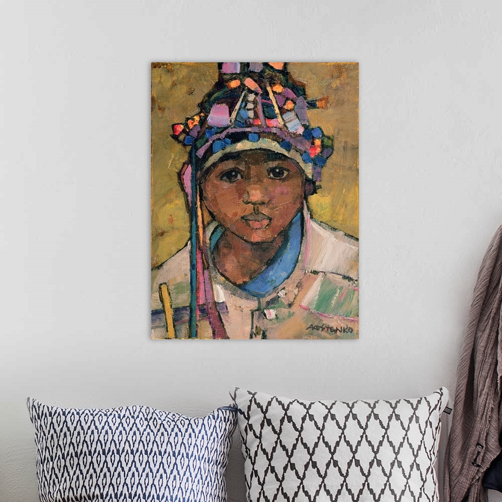 A bohemian room featuring Portrait of a Boy
