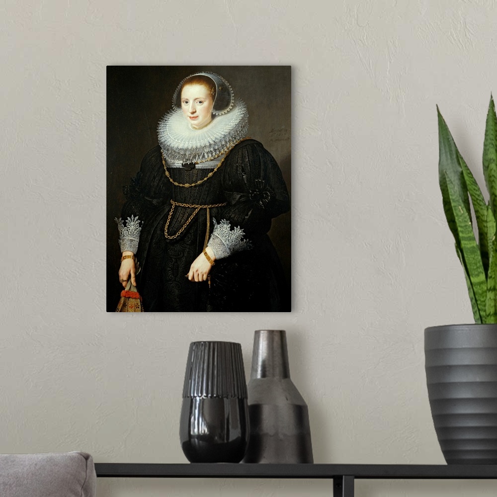 A modern room featuring BAL35755 Portrait of a Girl, aged 18 (oil on panel)  by Miereveld, Michiel Jansz. van (1567-1641)...