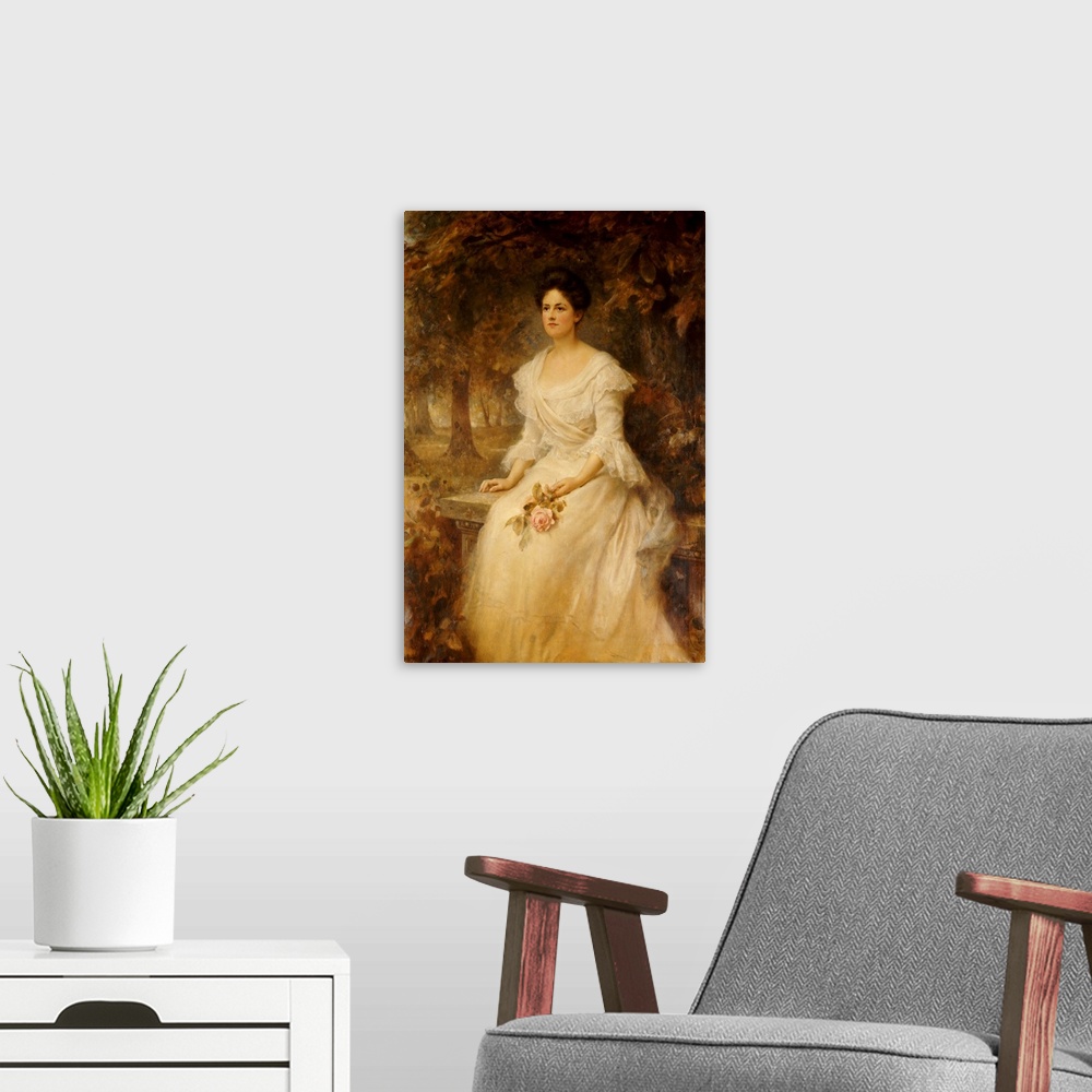 A modern room featuring Portrait Of A Lady, 1902 (Originally oil on canvas)