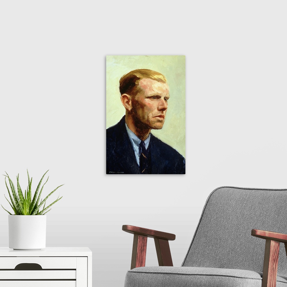 A modern room featuring Portrait of a Man