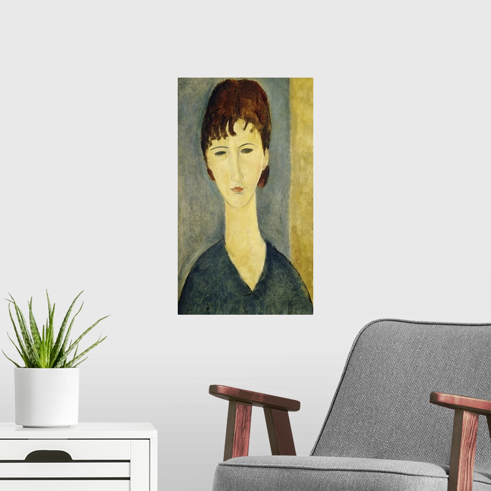 A modern room featuring Amedeo Modigliani, Italy, 1884-1920.Portrait of a Young Woman, c.1918.Oil on canvas, 61 x 37 cm.G...