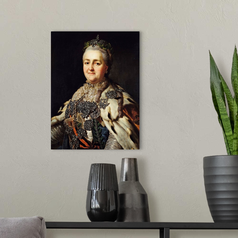 A modern room featuring Portrait of Catherine II (1729-96) of Russia
