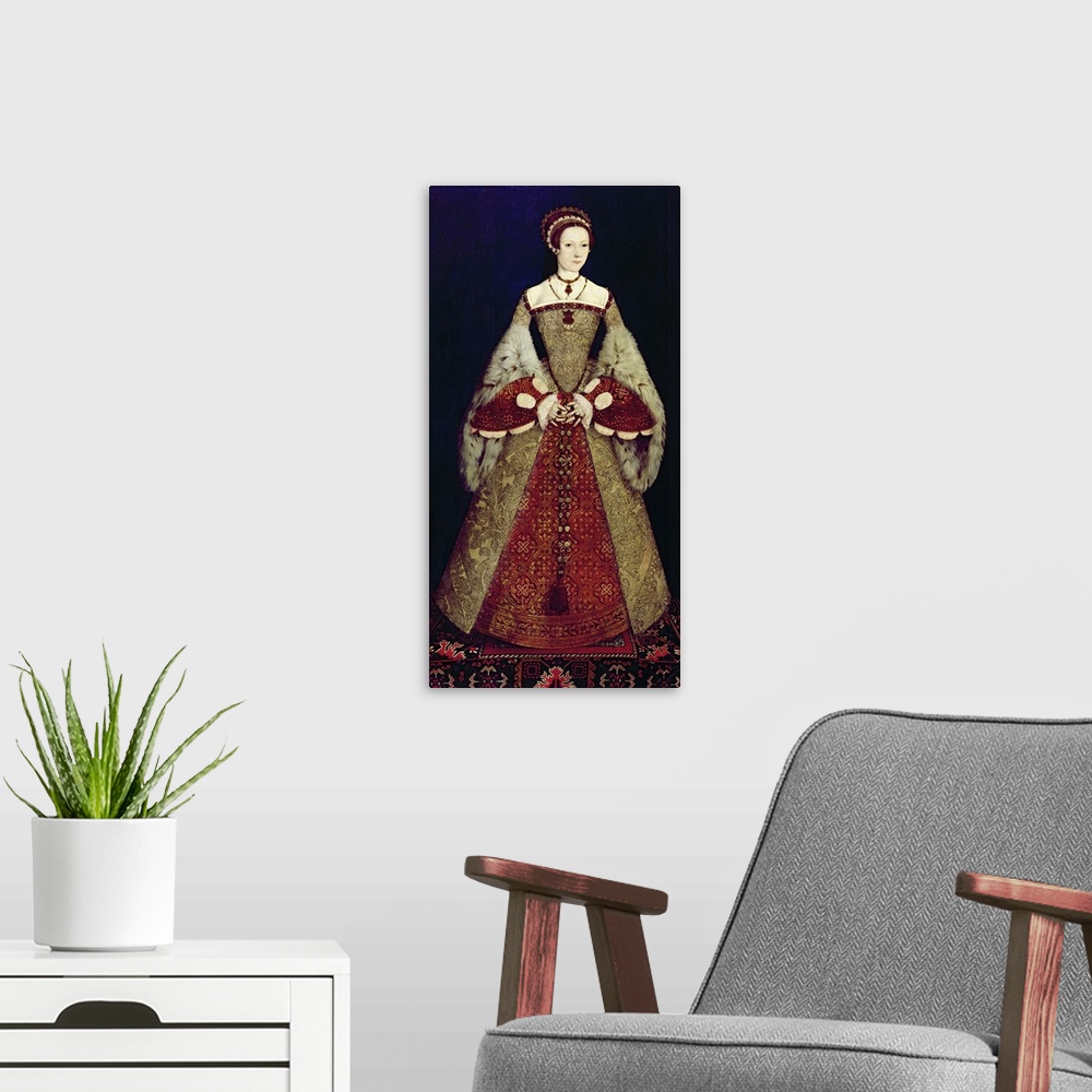 A modern room featuring Portrait of Catherine Parr, 1545