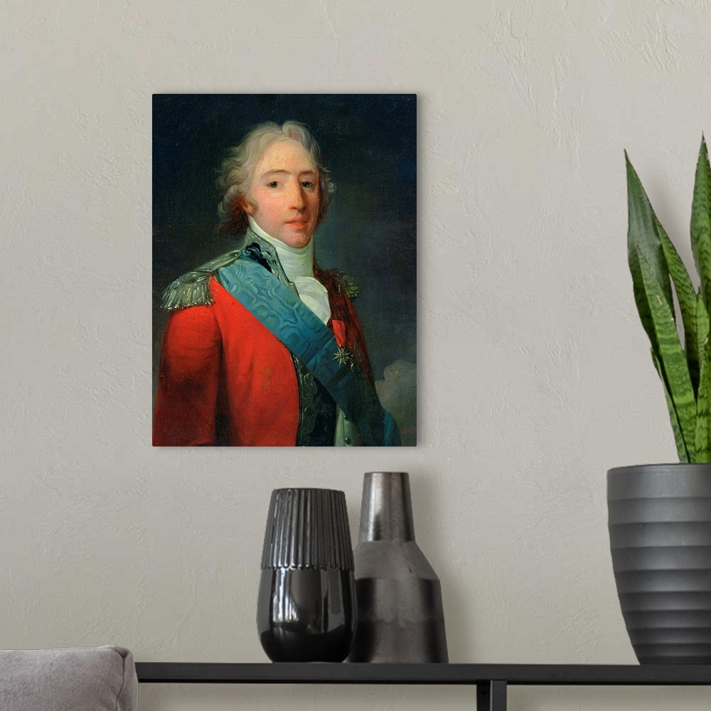 A modern room featuring XIR149583 Portrait of Charles of France (1757-1836), Count of Artois, future Charles X King of Fr...