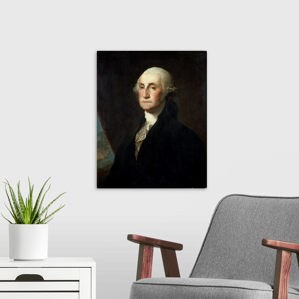 A modern room featuring Portrait of George Washington, before 1801