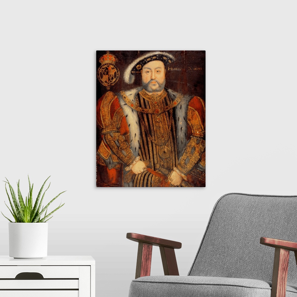 A modern room featuring Portrait of Henry VIII (1491-1547)