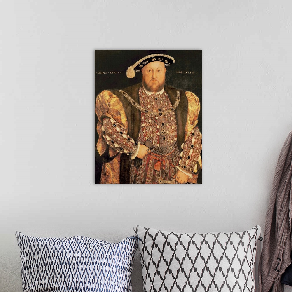 A bohemian room featuring Portrait of Henry VIII, aged 49, 1540
