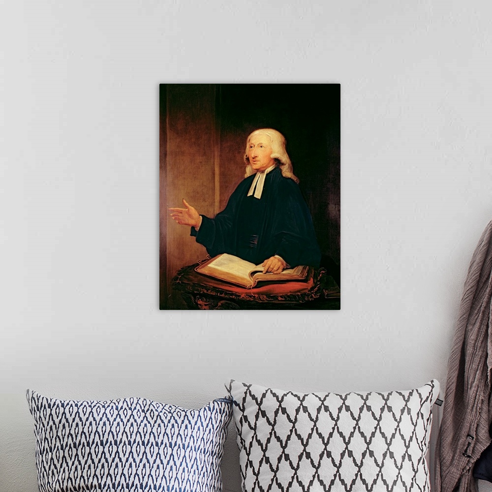 A bohemian room featuring Portrait of John Wesley (1703-1791) 1788