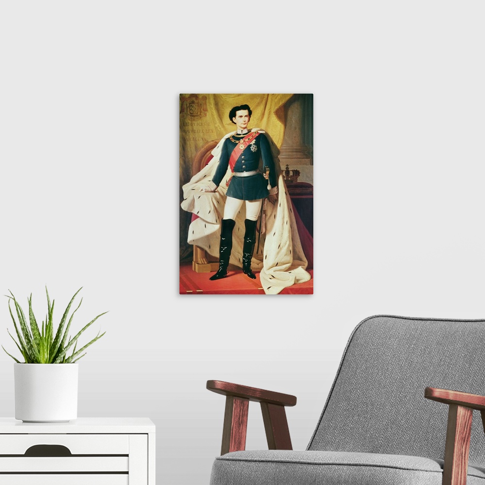 A modern room featuring Portrait of Ludwig II (1845-86)of Bavaria in uniform, 1865