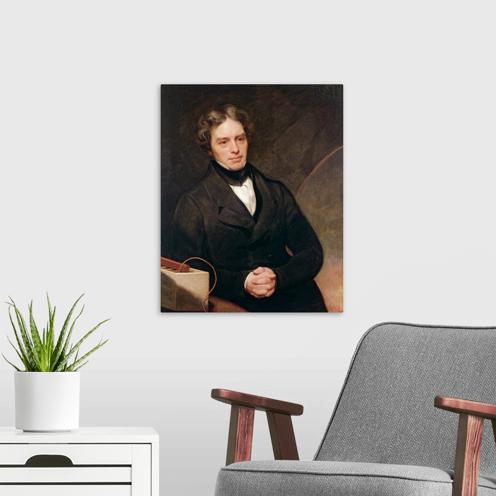 A modern room featuring Portrait of Michael Faraday (1791-1867) 1841-42