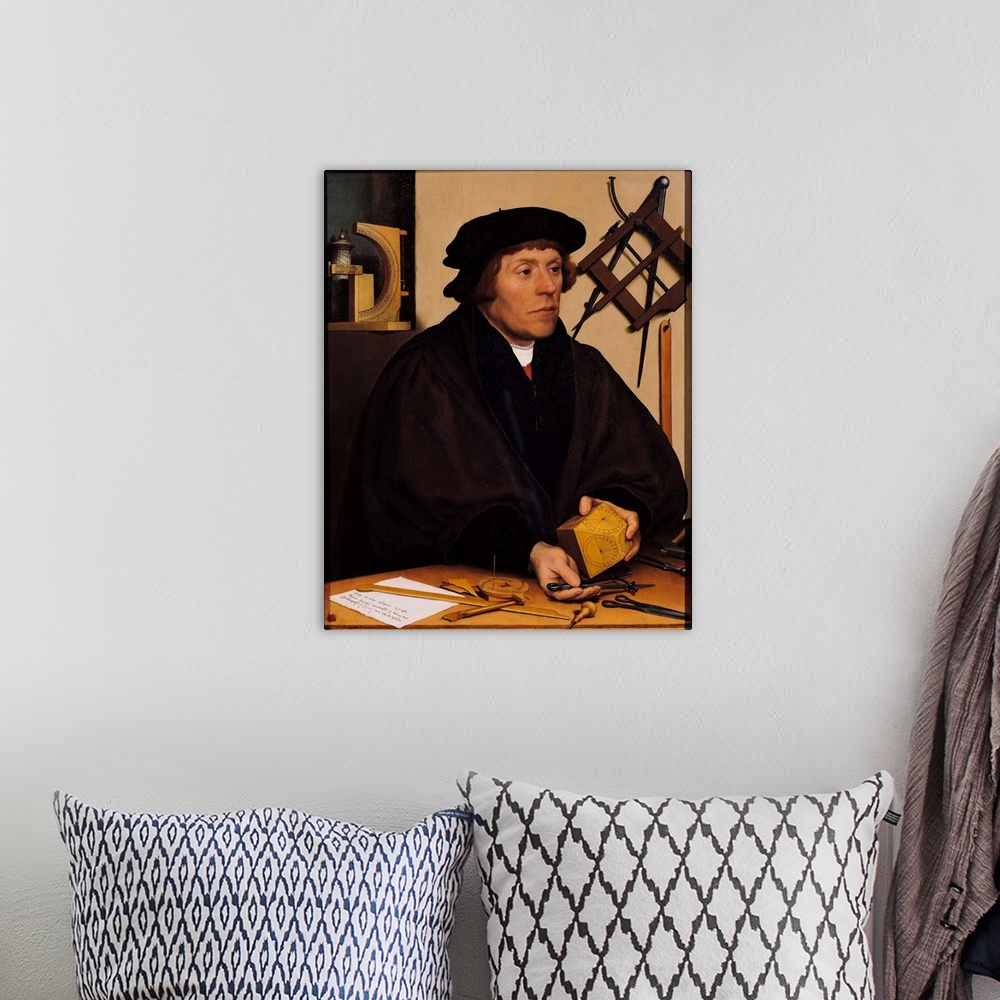 A bohemian room featuring XIR29761 Portrait of Nicholas Kratzer (1487-c.1550) 1528 (oil on panel); by Holbein, Hans the You...