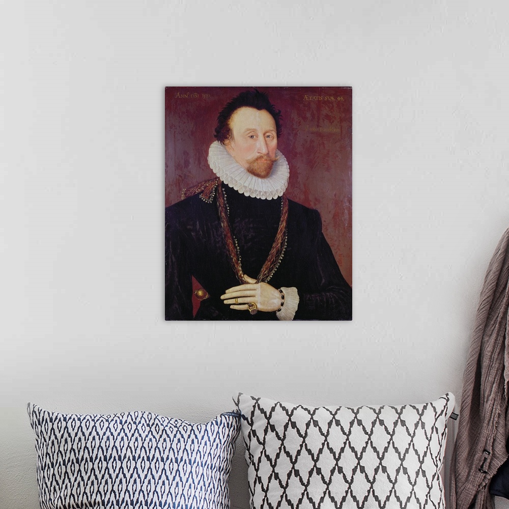 A bohemian room featuring Portrait of Sir John Hawkins (1532-95) 1581