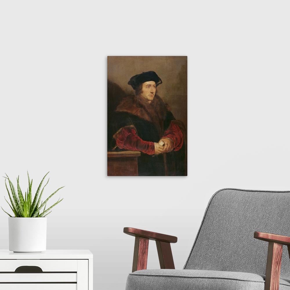 A modern room featuring XBP335695 Portrait of Sir Thomas More (oil on canvas)  by Rubens, Peter Paul (1577-1640); 105x73 ...