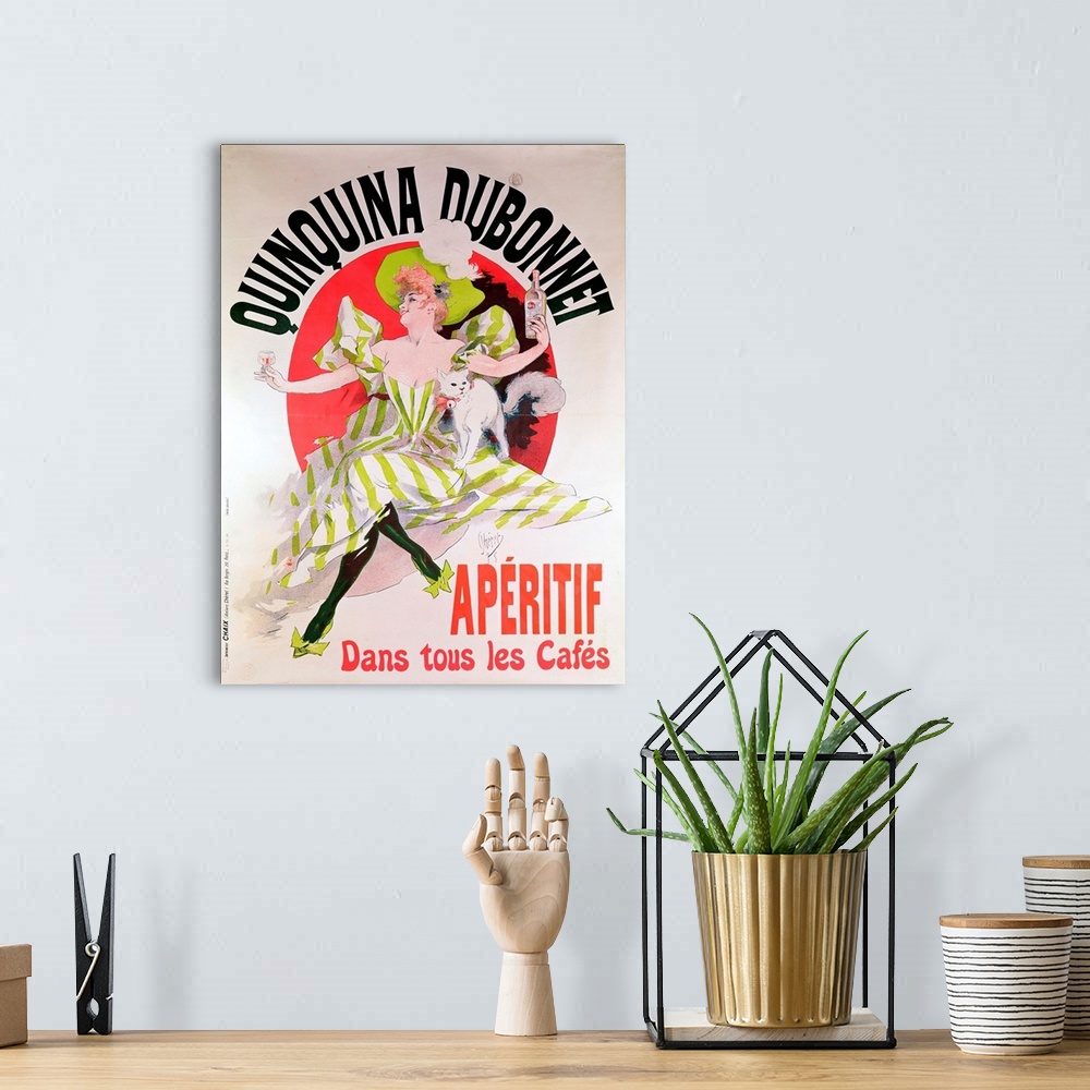 A bohemian room featuring XIR139138 Poster advertising 'Quinquina Dubonnet' aperitif, 1895 (colour litho)  by Cheret, Jules...