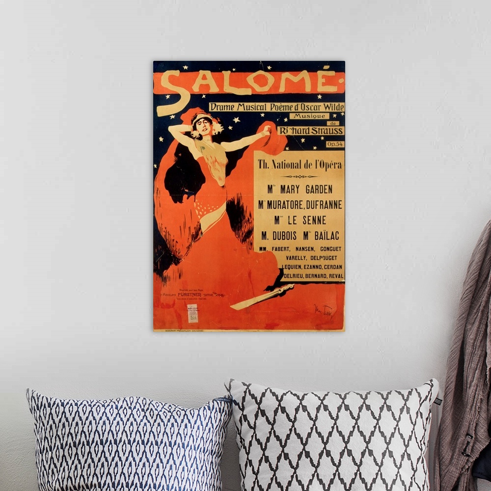 A bohemian room featuring XJL158468 Poster advertising 'Salome', opera by Richard Strauss (1864-1949) (litho) by Tilke, Max...