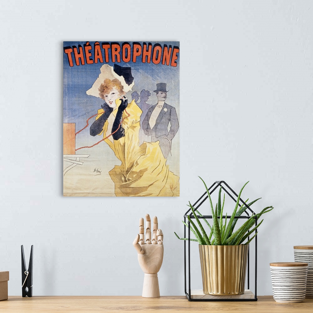 A bohemian room featuring Poster Advertising the 'Theatrophone'